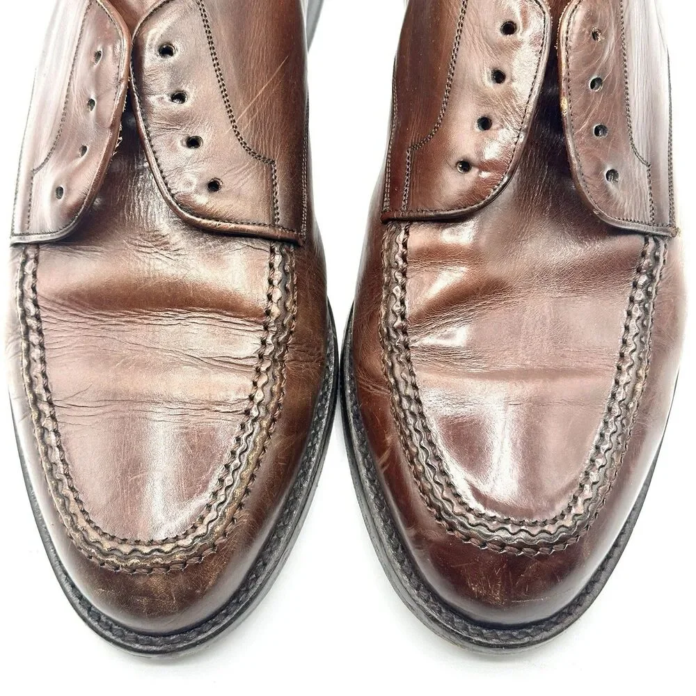 Mezlan Men's Derby Size 8.5 M Brown Leather Moc Toe Dress Shoes Reus No Laces